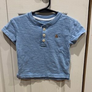 GAP Blue Button Down Kids Shirt with Bear Embroidery 6-12m